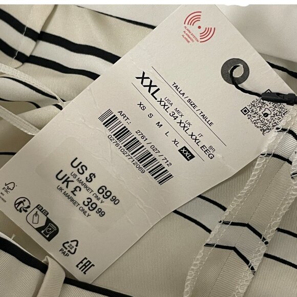 Zara Womens Pants Trouser XXL Ecru Geometric Printed Satin Effect 2761/027 NWT - Picture 5 of 16